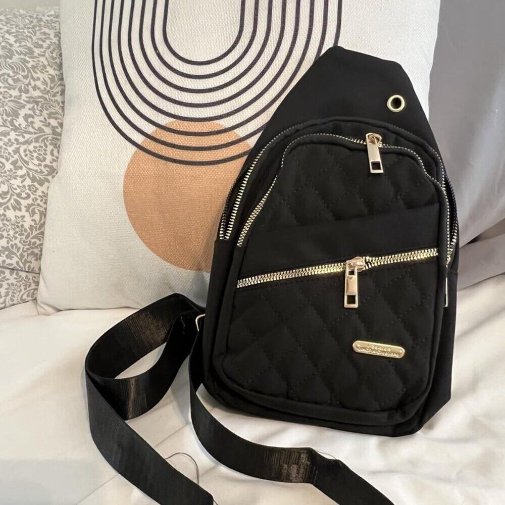 Small Sling Black Backpack Chest Bag Daypack Crossbody for Travel Sport